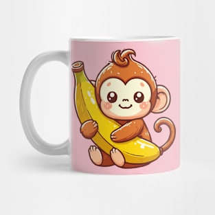 cute monkey hugging a giant banana Mug